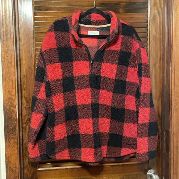 Koolaburra By Ugg Red Buffalo Plaid Sherpa Pullover - Picture 3 of 7